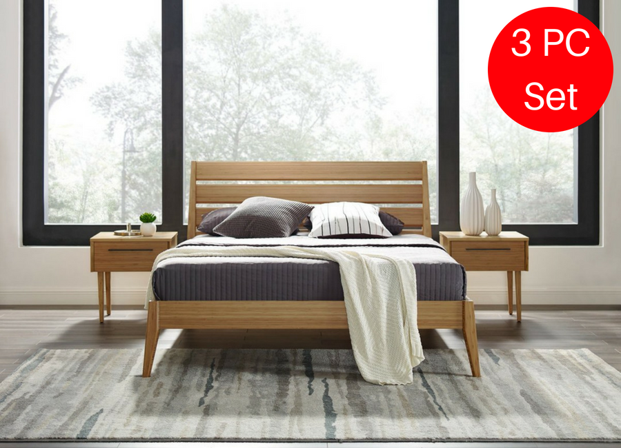3pc Greenington Sienna Modern Bamboo Eastern King Bedroom Set (Includes: 1 Eastern King Bed & 2 Nightstands) Beds - bamboomod